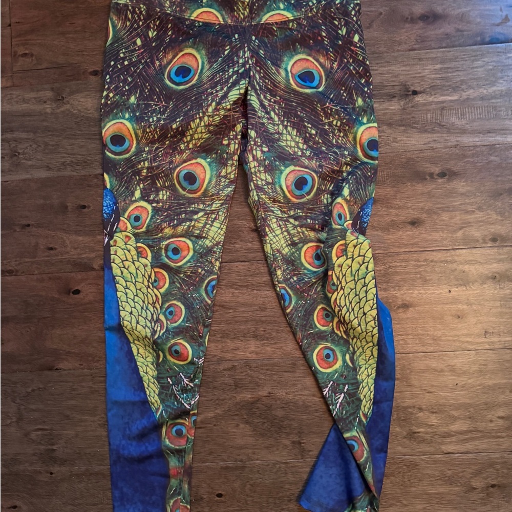 Peacock Feather Print Leggings m